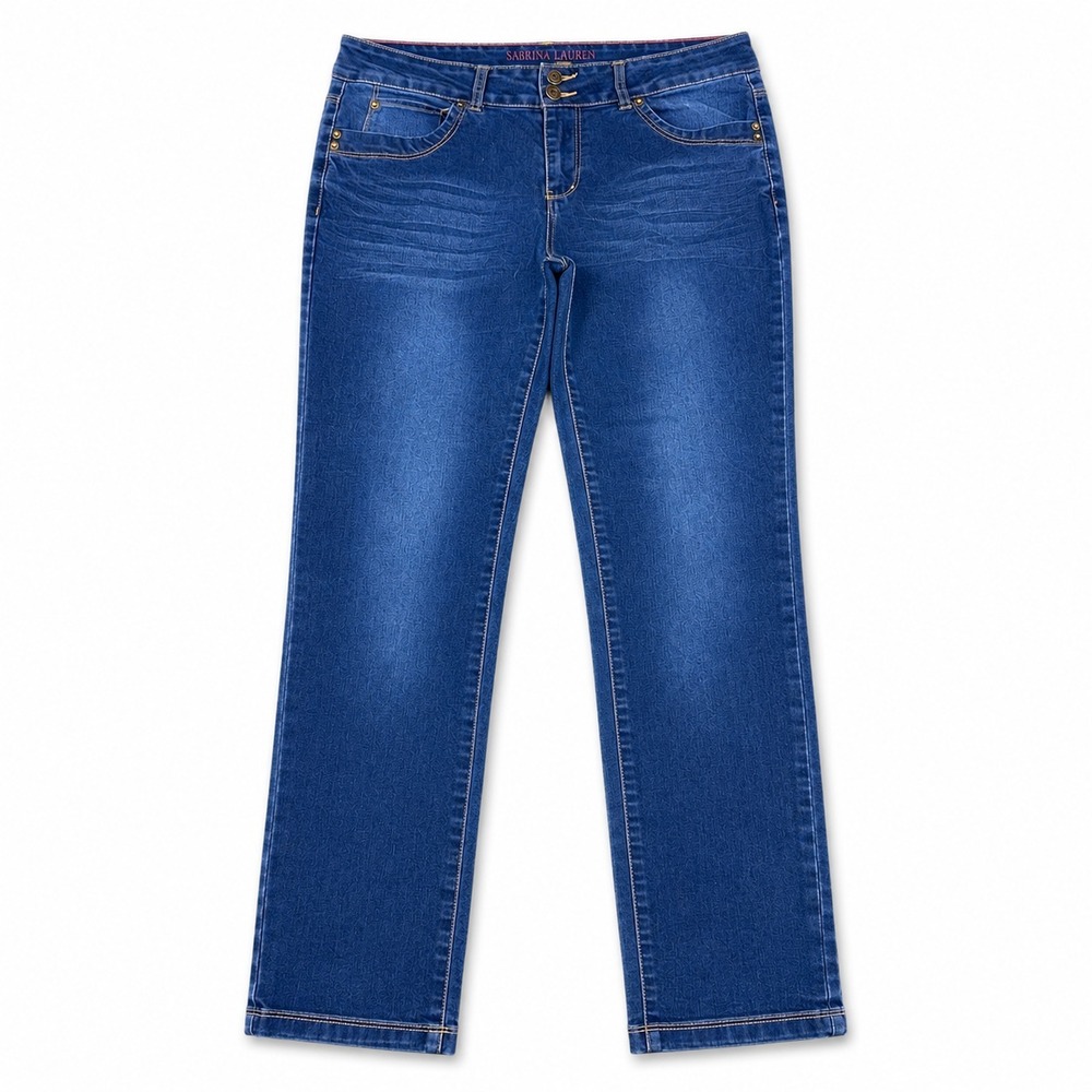 Sabrina Lauren Ankle Jeans Womens 10 Dark Wash Stretch Denim Double Button Blue‎